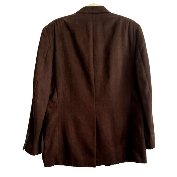 Chaps Sportscoat Men's 40R Dark Brown Lined Brushed Faux Suede Pockets Blazer - Picture 2 of 9